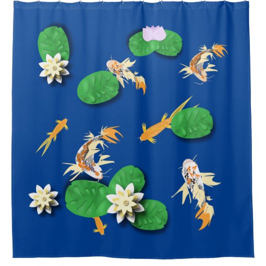 コイカープアンドウォーターリリー シャワーカーテン (正面)