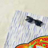 コイカープフィッシュオレンジグリーンオン ビーチタオル (インサイチュ)