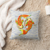 コイカープフィッシュオレンジグリーン水上バックグラウンド クッション (ブランケット)