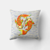 コイカープフィッシュオレンジグリーン水上バックグラウンド クッション (裏面)