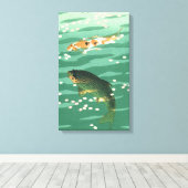コイカープフィッシュクラシック池ヴィンテージ浮世絵 キャンバスプリント (インサイチュ (ウッドフロア))