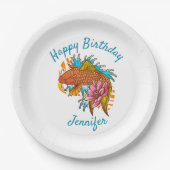 コイゴールドフィッシュ誕生日紙プレートアジア ペーパープレート (正面)