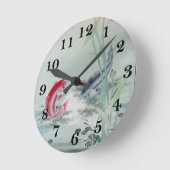 コイフィッシュとハス ラウンド壁時計 (傾斜)