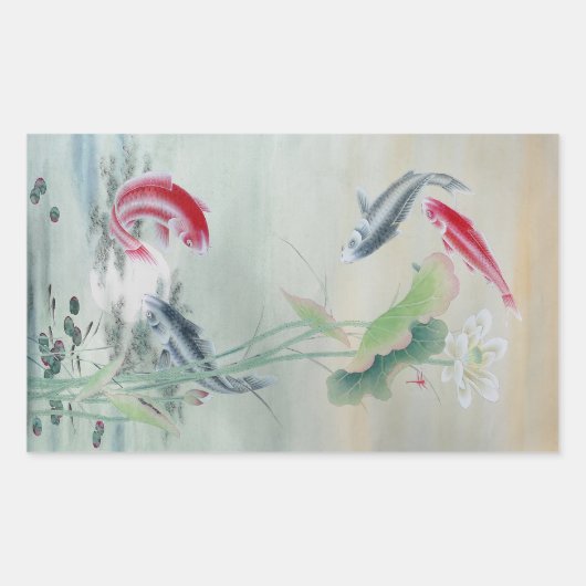 コイフィッシュとハス 長方形シール (正面)