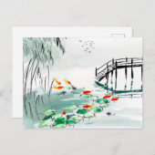 コイフィッシュを静かな池に中国 ポストカード (正面/裏面)