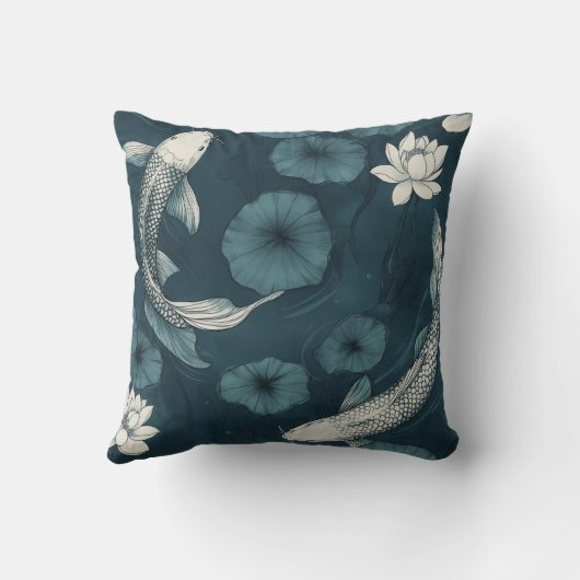 コイフィッシュアンドロータスガーデン装飾用クッション クッション (裏面)