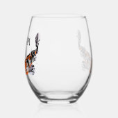 コイフィッシュイラストレーションインパーソナライズされたオレンジ ステムなしワイングラス (左)