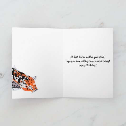 コイフィッシュイラストレーションオレンジアンドブルー誕生日 カード (内部)