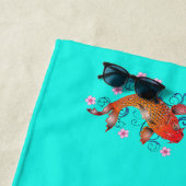 コイフィッシュオリエンタルオレンジターコイズフローラ エレガント ビーチタオル (インサイチュ)