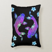 コイフィッシュオリエンタル陰陽ブラックパープルフローラ アクセントクッション (正面(垂直))