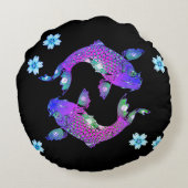 コイフィッシュオリエンタル陰陽ブラックパープルフローラ ラウンドクッション (裏面)