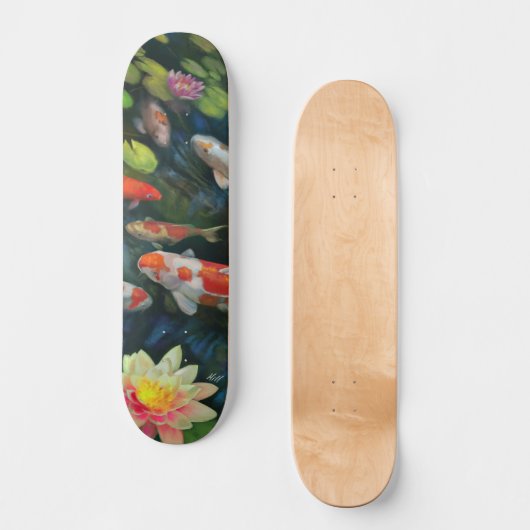 コイフィッシュスイミングロータスフラワー禅絵画池 スケートボード (正面)