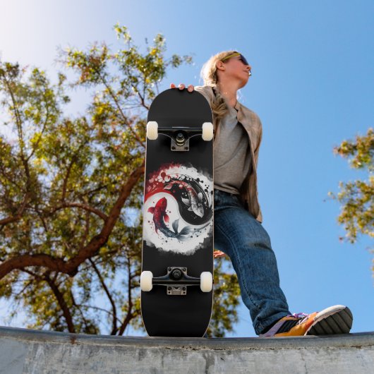 コイフィッシュタイジ日本のサークルアートブラック&ホワイト スケートボード (室外1)