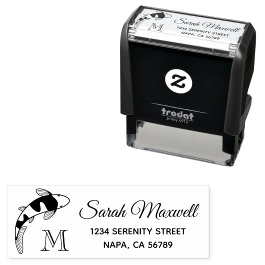 コイフィッシュモノグラムイニシャル差出人住所 セルフインキングスタンプ (インサイチュ)