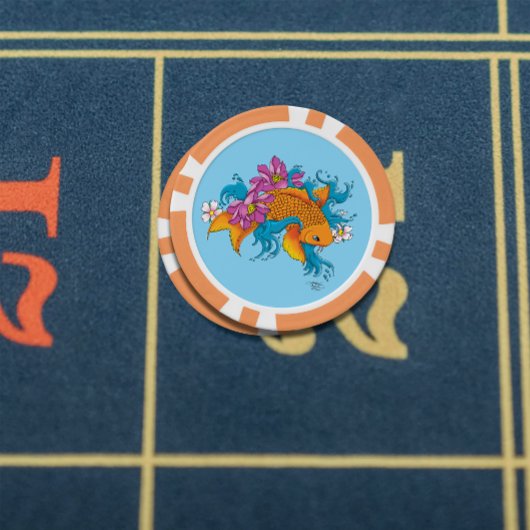 コイフィッシュロータスさくらんぼ花 ポーカーチップ