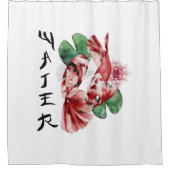 コイフィッシュ日本のスタイルスクリプトオリエンタルアート シャワーカーテン (正面)