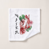 コイフィッシュ日本のスタイルスクリプトオリエンタルアート バスタオルセット (ウォッシュタオル)