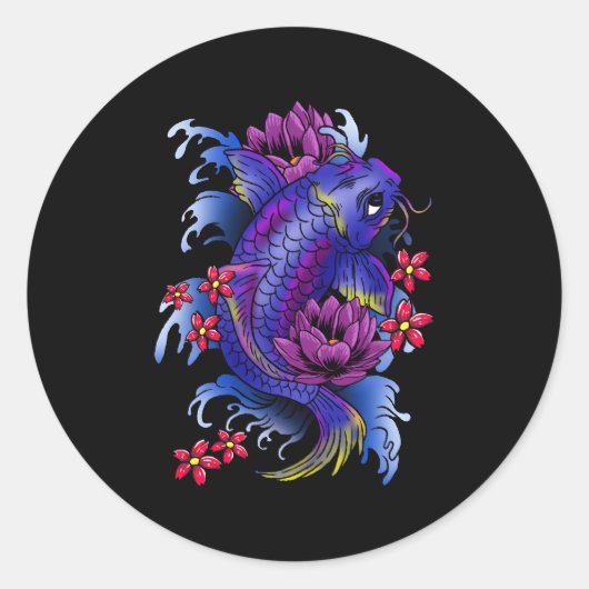 コイフィッ日本のトタトゥー錦里日本コイ鯉 ラウンドシール (正面)