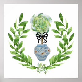 コイブルー&ホワイトジンジャージャールアートプリントポスター ポスター