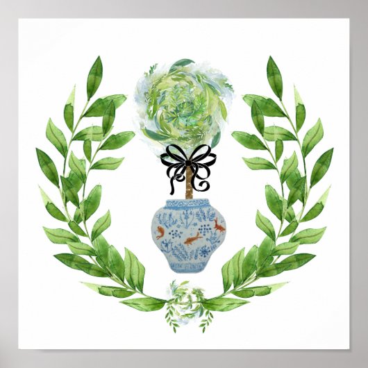 コイブルー&ホワイトジンジャージャールアートプリントポスター ポスター (正面)