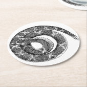 コイル状スネークラインスケッチイラストレーション ラウンドペーパーコースター (アングル)
