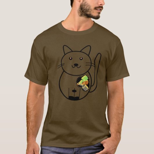コインの猫のダークキャンバスTシャツ Tシャツ (正面)