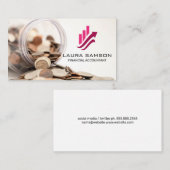 コインの瓶 | ファイナンス・チャートの成長ロゴ 名刺 (正面/裏面)