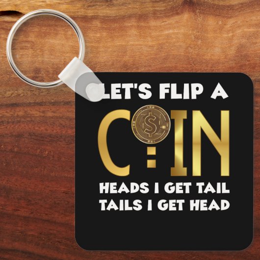 コインの頭をひっくり返して尾を取る頭を取る キーホルダー (正面)