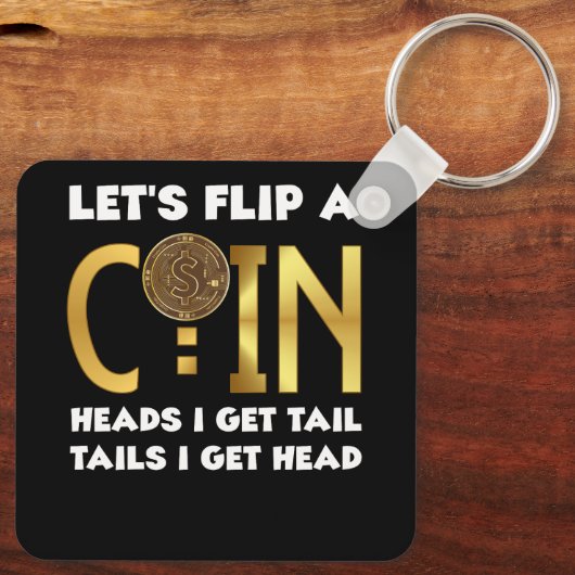 コインの頭をひっくり返して尾を取る頭を取る キーホルダー (裏面)