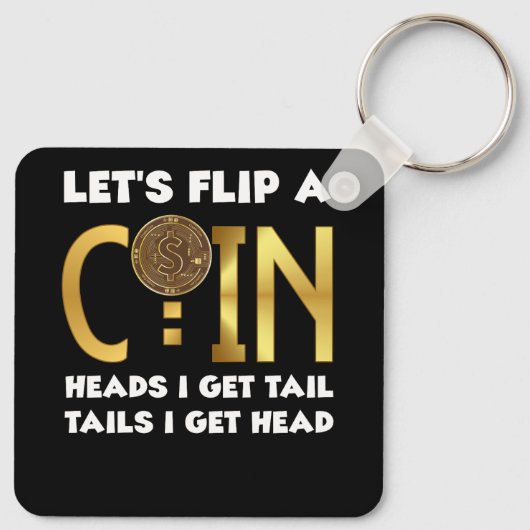 コインの頭をひっくり返して尾を取る頭を取る キーホルダー (裏面)