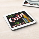 コインカリフォルニアアスパラガスラベル コースター (左側)