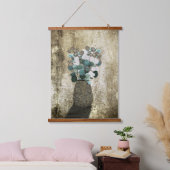 コインフラワーの割れた花瓶 吊り下げ型タペストリー (寝室)