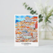 コインブラポルトガル旅行水の色の手描き ポストカード (スタンド正面)