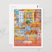 コインブラポルトガル有名な旅行水の色のスケッチ ポストカード (正面/裏面)