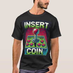 コインレトロアーケードグラフィックTシャツの挿入 Tシャツ