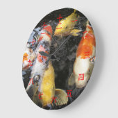 コイ中国のフィッシュ数字キャラクター(赤フォント) ラージ壁時計 (傾斜)