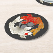 コイ付きモン日本スタイル ラウンドペーパーコースター (アングル)