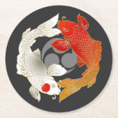 コイ付きモン日本スタイル ラウンドペーパーコースター (正面)