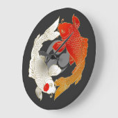 コイ付きモン日本スタイル ラージ壁時計 (傾斜)