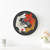 コイ付きモン日本スタイル ラージ壁時計 (ホーム)