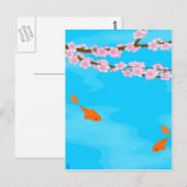 コイ及び桜葉書 ポストカード (正面/裏面)