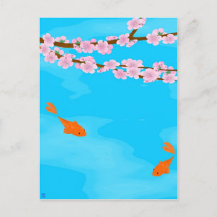 コイ及び桜葉書 ポストカード