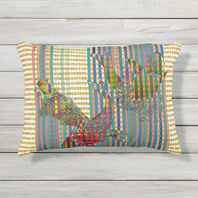 コイ屋外アクセント枕16インチx 12インチ アウトドアクッション (正面)