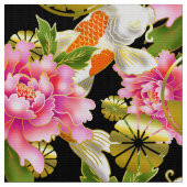 コイ日本のと花と紋を入れた模様 ファブリック (クローズアップ)