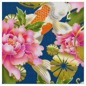 コイ日本のと花と紋を入れた模様 ファブリック (クローズアップ)