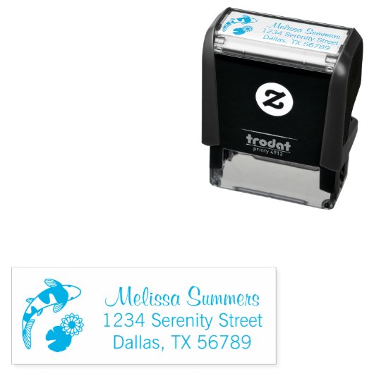 コイ日本のの魚と水のユリのアドレス セルフインキングスタンプ (インサイチュ)