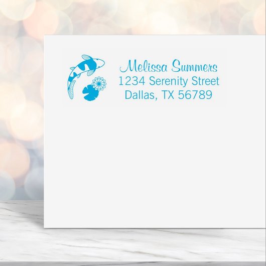 コイ日本のの魚と水のユリのアドレス セルフインキングスタンプ