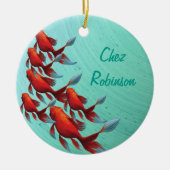 コイ日本のオリエンタルフィッシュ セラミックオーナメント (正面)