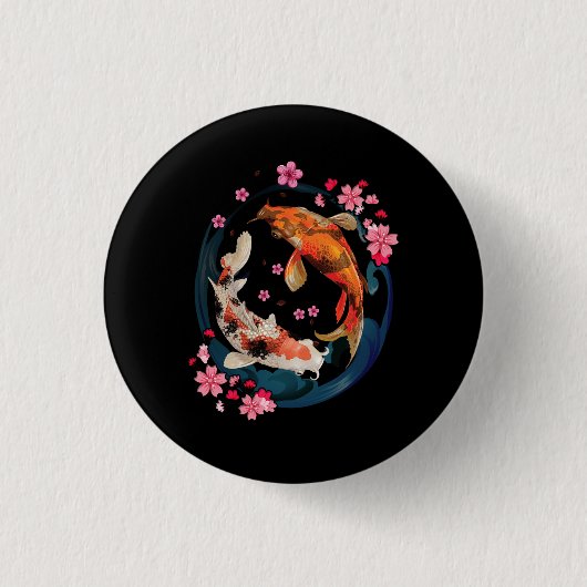 コイ日本のカープイヤンニシキゴイフィッシュさくらんぼ 缶バッジ (正面)