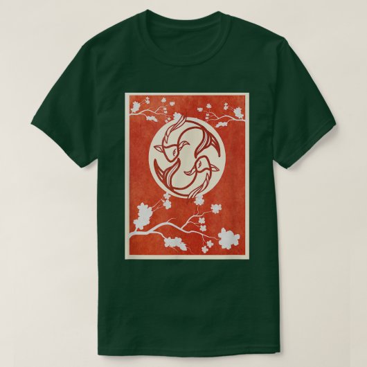 コイ日本のカープ錦鯉さくらんぼ Tシャツ (デザイン正面)